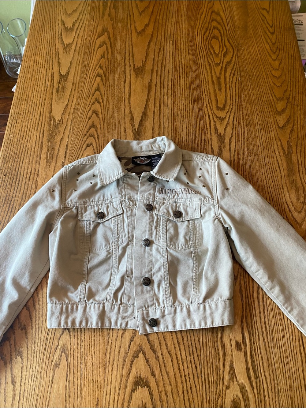 Harley-Davidson Light Beige Denim Jacket with Stud Details